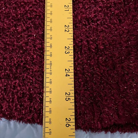Ava & Viv Plus Size 1X Fuzzy Metallic Burgundy V Neck Sweater sparkles holiday - Picture 12 of 15